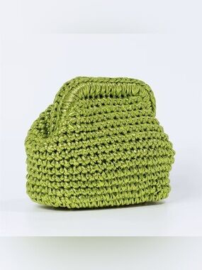 Handwoven Mini Crochet Top-Handle Bag in Green